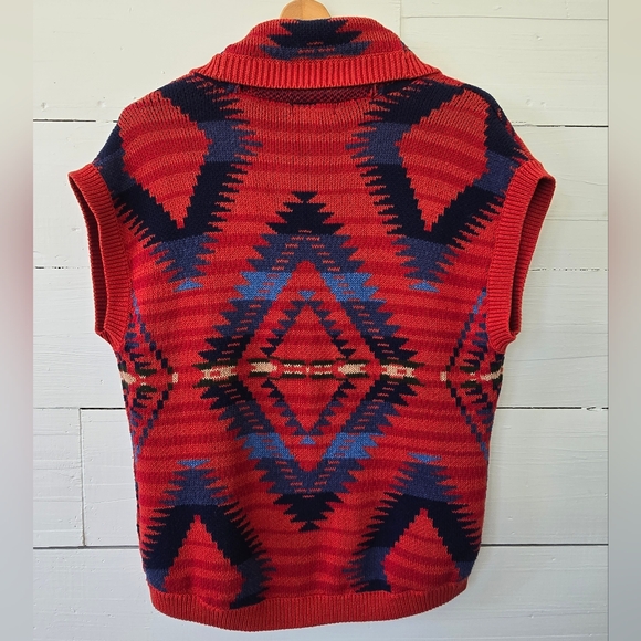 Chaps Denim Aztec Shawl Collar Single Button Cardigan Sweater ~Womens Size L - Picture 5 of 8